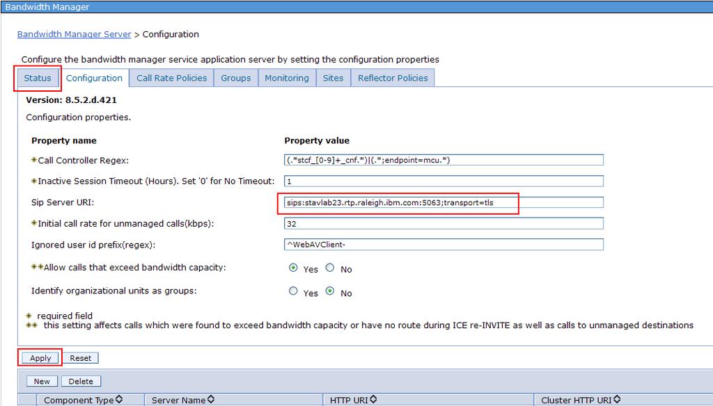 In the Sip Server URI field, enter the secure SIP URI of the proxy for the SIP Proxy/Registrar,