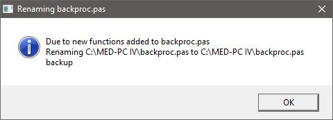 pas file will be modified and that the existing backproc.