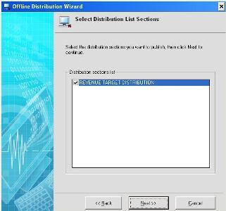 2. Select the distribution list to use and specify the distribution folder. Click on Next>>. The below dialog is shown. 3. Select the sections to distribute.