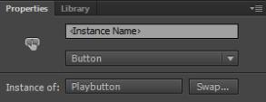 On the Properties Panel, type btn_play as the instance name.