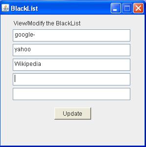 Figure 9: BlackList to update the header of the applications and website. We can add the websites or the application name that the students are not supposed to open to the black list.