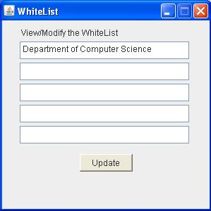 Figure 10: White List to update the header of the applications and website. We can give the website or application names on the list which the students are allowed to open.