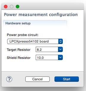 Configures the board settings Clears the captured data from memory, clearing the graph and average data Open the Power measurement tool [8] graph view Display about page and link to help 5.