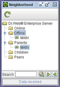 Chapter 7: Configring the Anti-Virs Server Figre 7-4. 7. Connect the ES Console (or the Web interface) to the Parent Server (MAIN) and add the Child Server (AUXILIARY) to the list of neighbor Servers of the Parent Server.