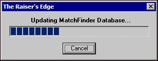 24 C HAPTER If the program can access the file location entered in User Options and the location of the current MatchFinder database, and your database requires an update, the program automatically