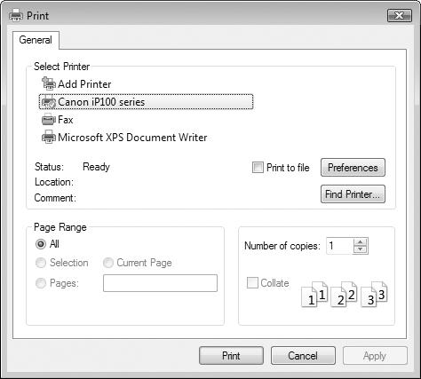 Printing from Your Computer This section describes the procedure for basic printing. Printing with Windows 1 Turn on the printer and load the paper in the printer.