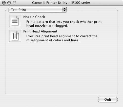 (1) Select Test Print in the pop-up menu. (2) Click Print Head Alignment. (1) (2) (3) Confirm the displayed message and click Align Print Head.