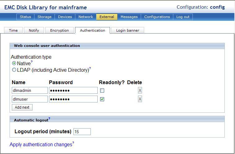 DLm Operations Figure 12 User ID creation 4. Select the authentication type: Native Native on page 50 provides instructions to add, modify, or delete users of Native authentication type.