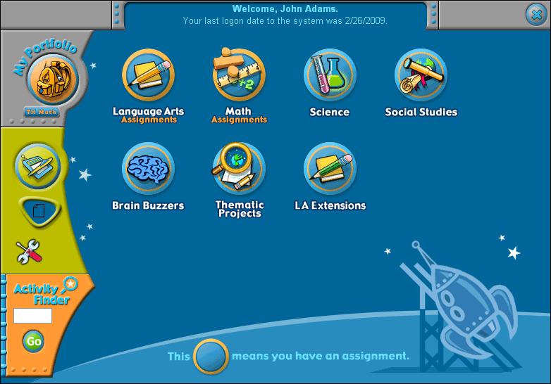 Odyssey Quick Start Launch Pad and Assignments An orange ring means you have an assignment. Click the X to log out of Odyssey.