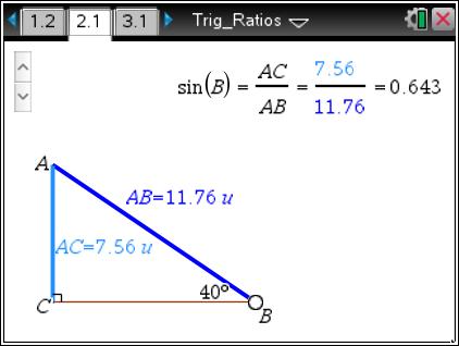 5. When will the ratio of BC : AB be constant even though AC, BC, and AB change? Answer: The ratio will stay the same as long as the measures of the angles remain constant. 6.