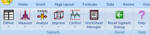 this menu format, but they are categorized using the Six Sigma DMAIC phase format.