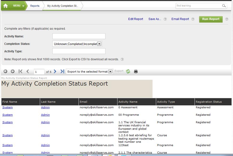 Clicking on the report name will launch the report and give you access to a further set of filters which can be used to further sort the data as required.