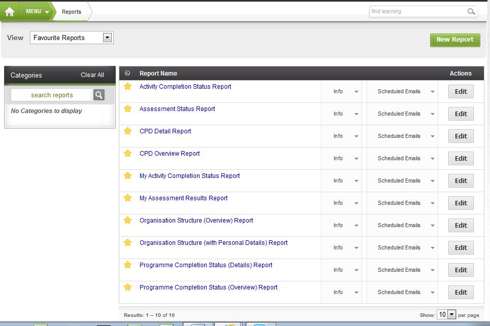 6.3 Create a new report Select New Report on the Reports Home page.