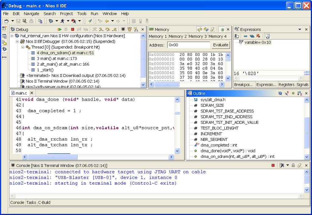 Developments Tools from ALTERA NIOS II IDE (debugger) Debugging