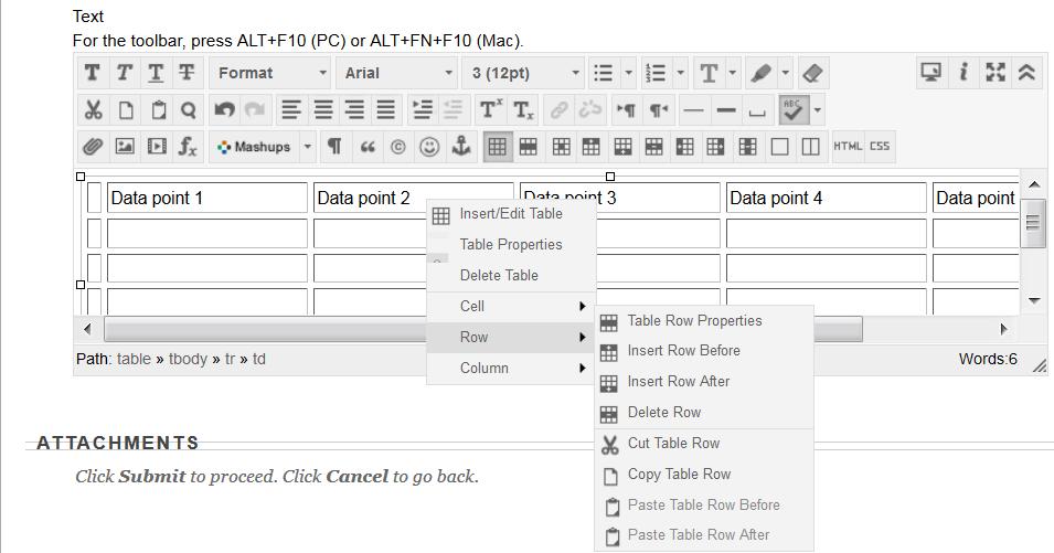 You first click the Add Table icon, which opens up a menu where you set the parameters of the table.