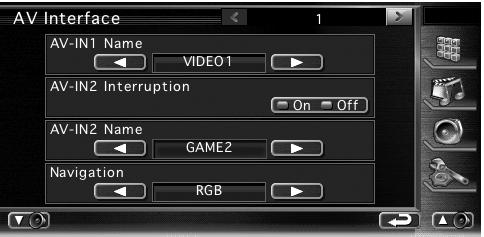 Setup Menu AV Interface Setup You can set audio and visual (AV) interface parameters. Display the AV Interface screen Touch Menu" screen (page 60).