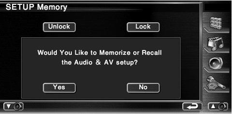 Setup Menu Setup Memory Audio Setup and AV Interface settings can be memorized. The memorized settings can be recalled at any time.