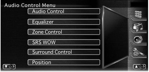 Audio Control Audio Control Menu Displays the Audio Control menu to set the sound effect function of this unit.