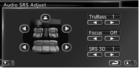 SRS WOW User Setup You can adjust the audio SRS. Display the Audio SRS Adjust screen Surround Control You can set up the sound field.