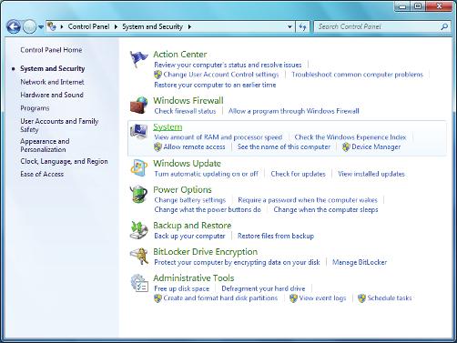 1 Activating your copy of Windows 7 4 In the System and Security window, click the System link.