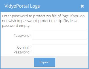 7. Configuring System Settings as the Super Admin 4. Click System Logs from the submenu. The System Logs page displays. 5. Click Download VidyoPortal Logs.