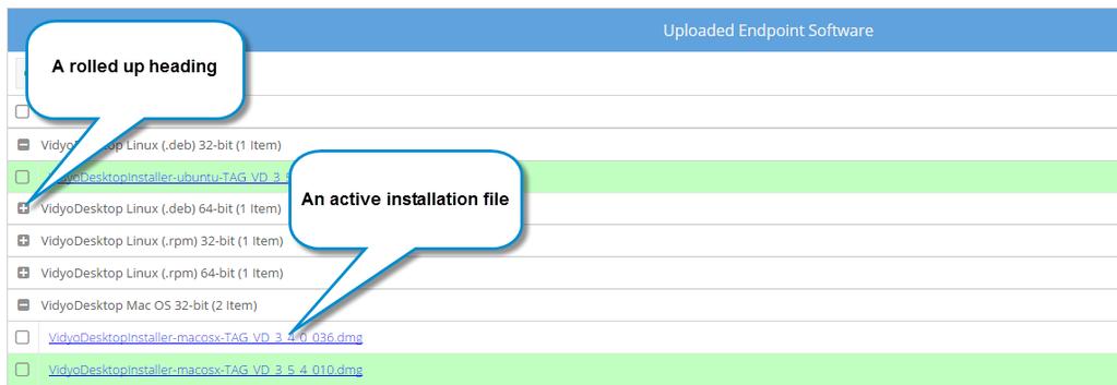 15. Configuring Settings as the Tenant Admin 5. Click Upload to import the installation file after selecting it. To avoid failure messages, make sure you are uploading Vidyo software only.