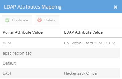 15. Configuring Settings as the Tenant Admin The following screenshot provides an example of a Value mapping configuration where the physicaldeliveryofficename LDAP Attribute Name is used.