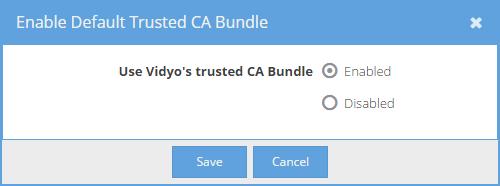 Appendix C. Security Configuring Client CA Certificates Vidyo Servers ship with a default trusted CA list and is enabled by default.