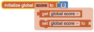 Global Variables Let s initialize a Global Variable called score then access it in a code block that updates a ScoreLabel. We drag out an initialize global block. The variable s name defaults to name.
