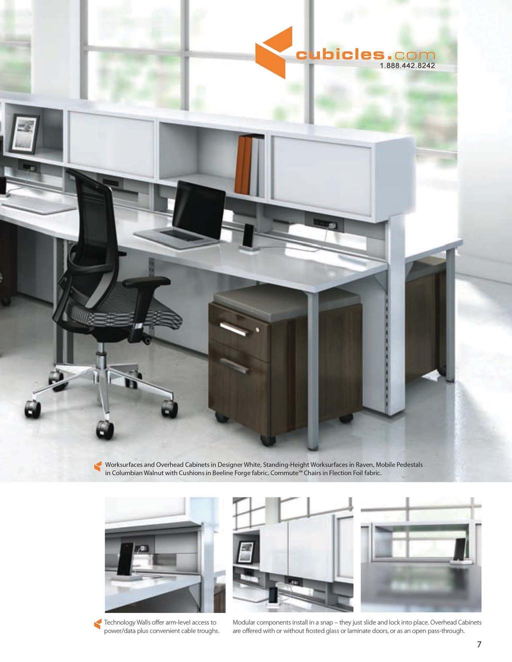 c bicles.cc''tl 1.868.442.8242 I( Worksurfaces and Overhead Cabinets in Designer While.