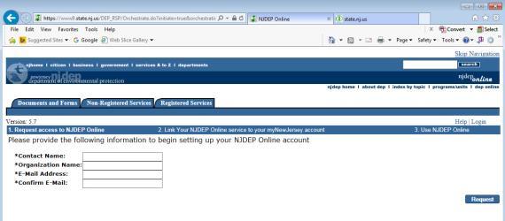 Setup a NJDEP Online Account Provide information Click the