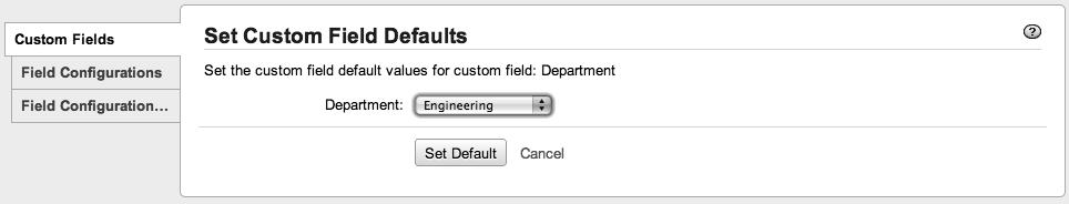 Field Management Just like setting selection options, default options are also set on a per-custom field context basis: 1. Browse to the Custom Fields page. 2.