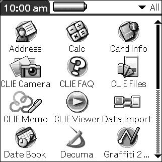 Using the Palm OS Standard screen Switching to the Palm OS Standard screen Your CLIÉ handheld is initially set to display the CLIE Launcher when you tap (Home).