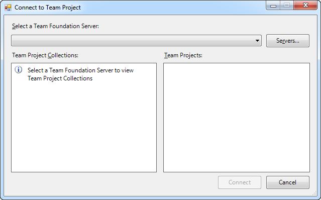 The Connect to Team Project Window