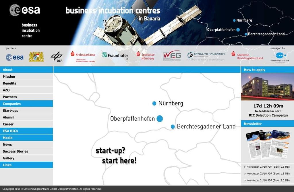 ESA BIC BAVARIA TO CREATE 70 NEW VENTURES AT 3 LOCATIONS UNTIL 2014 ESA, Free State of Bavaria, and AZO signed a contract