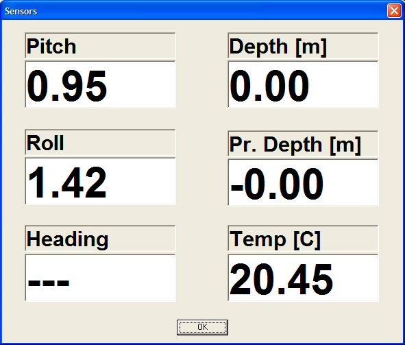 d. The Sensors screen of the WinH-ADCP software indicates the pitch and roll angles of the H-ADCP. Adjust the mount until the roll is zero. The H-ADCP rolls about the Y-axis. The roll must be zero.