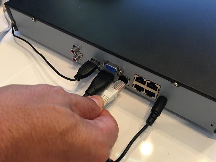Connect the network cable to the recorder.