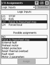 Functions (continued) Soft starters Altistart 48 soft start - soft stop units Assigning the logic inputs with PowerSuite on PPC Logic input application functions The starter has 4 logic inputs: b