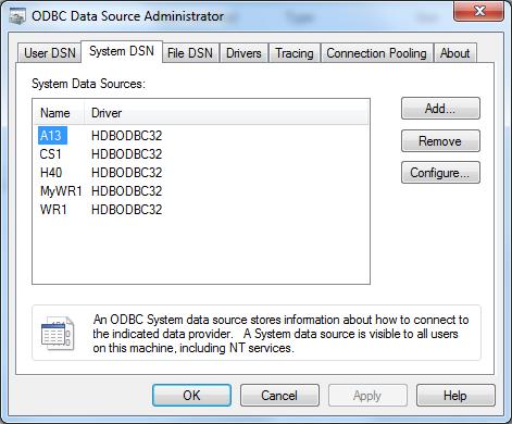 Set Up Connection to HANA Connecting via Local ODBC driver