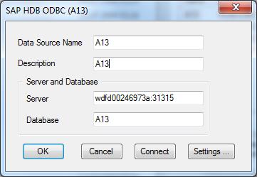 Set Up Connection to HANA Connecting via Local ODBC driver (3/3) Define Connection Details