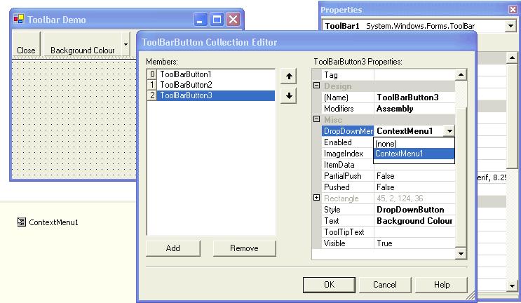 Case 2 ' MessageBox.Show("You clicked the third button") End Select Nếu không muốn dùng ToolBar1.Buttons.IndexOf(e.Button), bạn cũng có thể so sánh Buttons với operator Is như sau: If e.