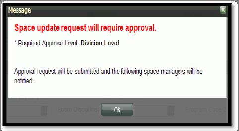 Figure 17: Notification when Space update request completed on drawing requires approval 1.7.8.