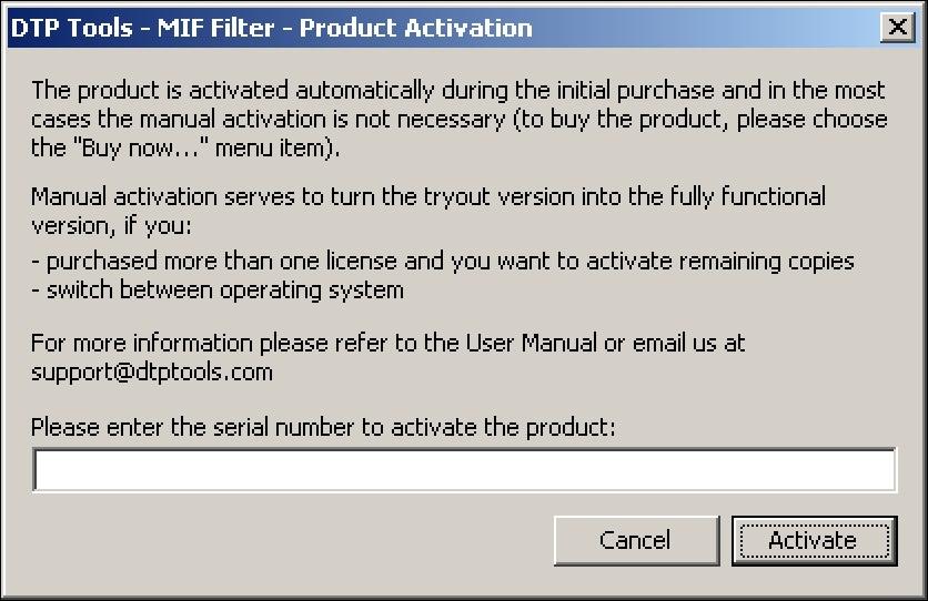 .. Your computer needs to be connected to internet during activation. Enter serial number you obtained after purchase. Number is included on Receipt and also in Order Confirmation e-mail.