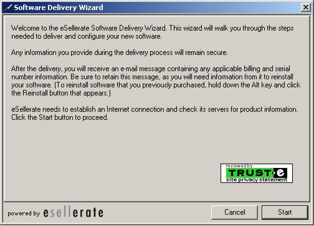 esellerate Software Delivery Wizard will guide you through the purchase.