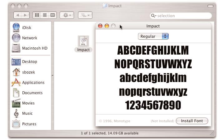 78 Appendix G: Font Book Searching for fonts Font searching in Mac OS X Panther enables you to quickly find the fonts you need, even with a library of thousands of fonts.