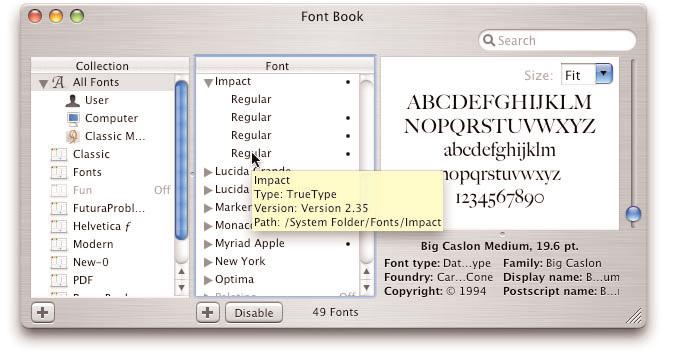 83 Each duplicate font is replicated in every set. To help you tell the fonts apart when you re choosing one to activate, position your cursor over one of them in the list.