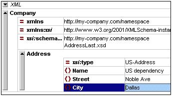Use the same method to enter a Street and City name (for example, Noble Ave and Dallas). 3. Click the Person element and press Delete to delete the Person element.