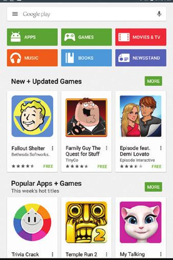 Google Play Google Play is the place to go to find new apps, games, movies, music and more. Use Google Play for Downloads 1. Tap > > Play Store. 2.