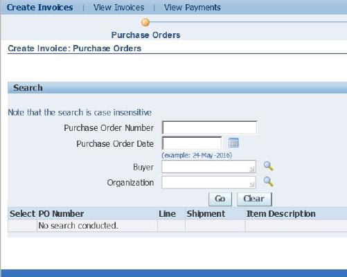 Click on the Go button on the Create Invoice to create an Invoice