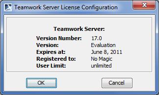 Installing and Running Teamwork Server 5. In the Teamwork Server License Manager dialog, enter the license key. For more information about node locked license activation, see at http://www.magicdraw.